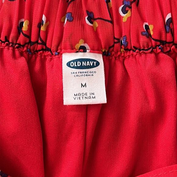 Old Navy | Red Floral Mini Skirt with elastic waist Size M - Picture 4 of 8